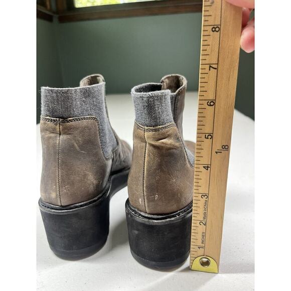 Eileen Fisher Boots Brown Chelsea Wedge Washed Leather Bootie Size 8 - Picture 5 of 7